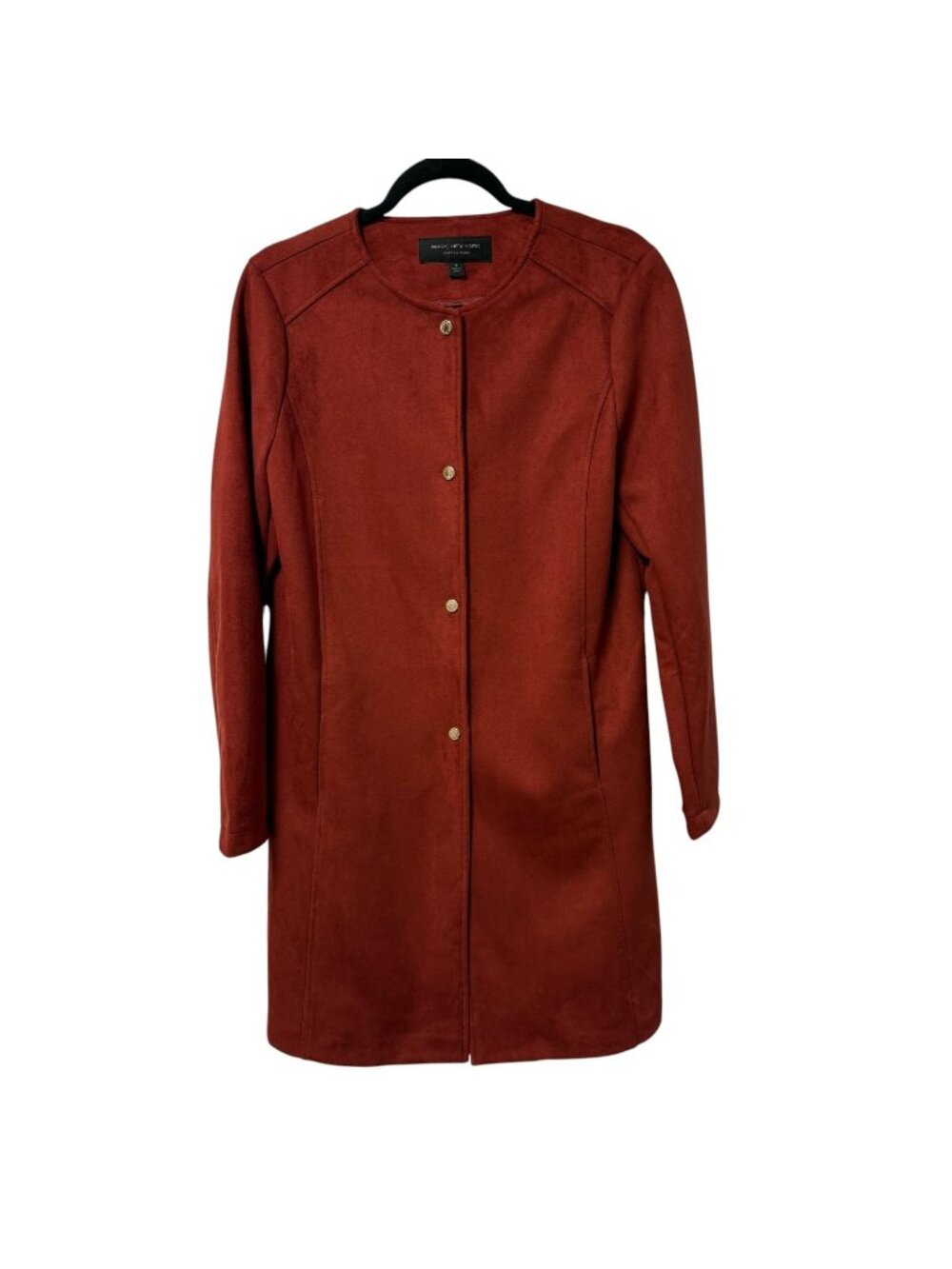 MARC NEW YORK LONG BLAZER JACKET SIZE M FAUX SUEDE RED HOLIDAY CLASSIC TIMELESS